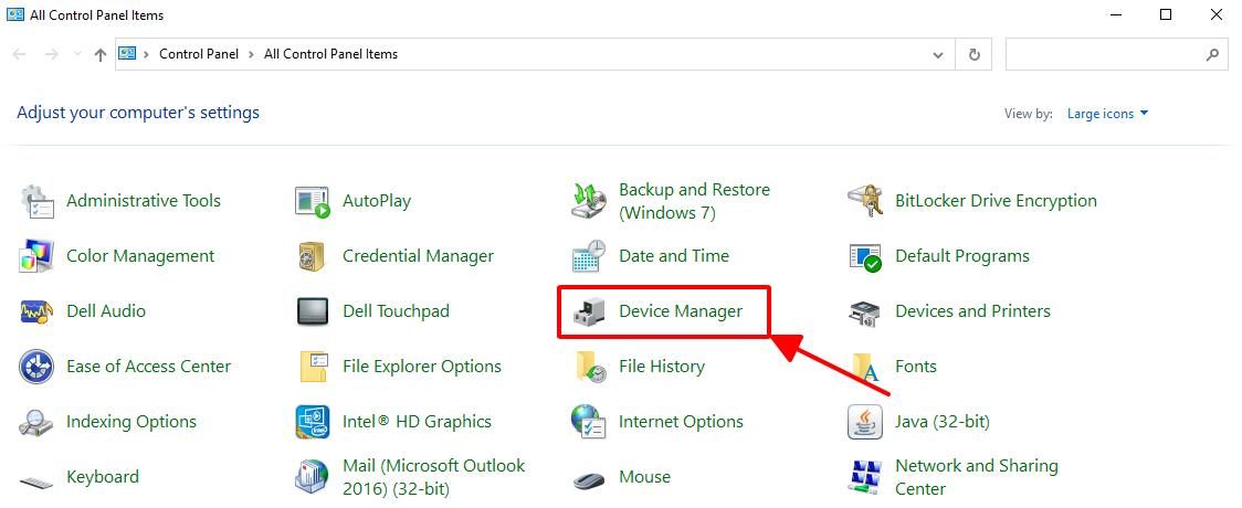 Mở cửa sổ Device Manager