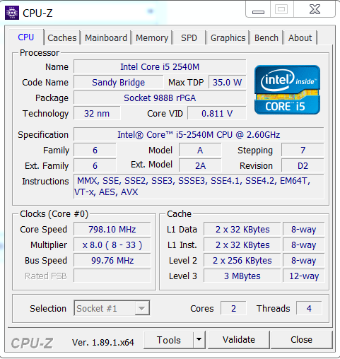 giao diện phần mềm CPU-Z