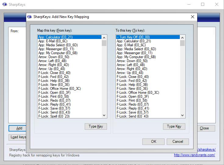 cửa sổ add new key mapping