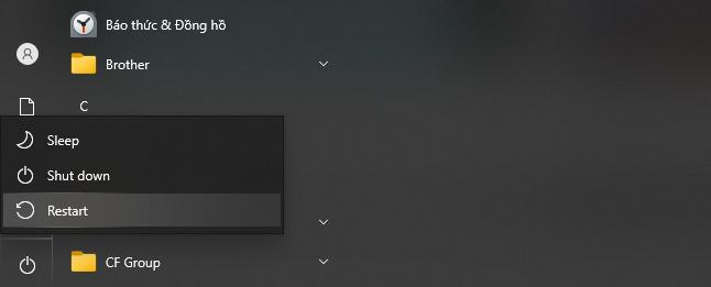 Khởi động lại laptop để sửa lỗi laptop không kết nối được wifi